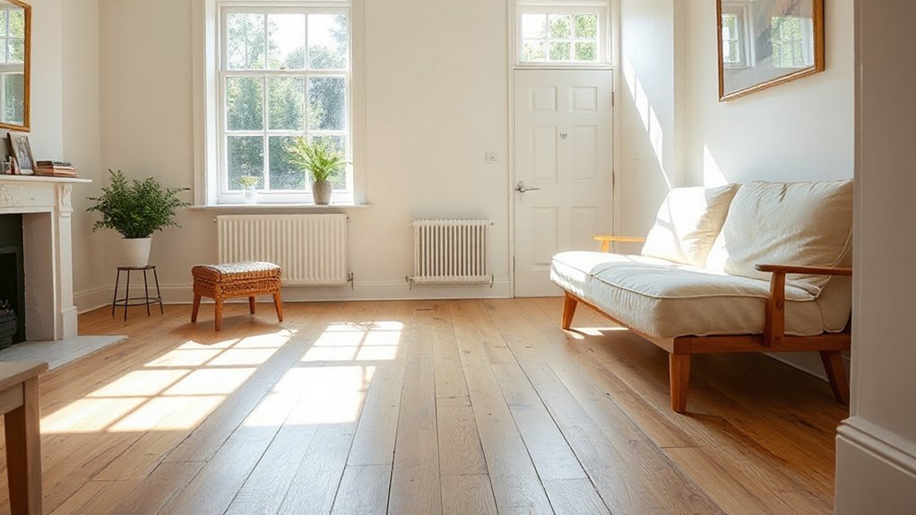 bright reflective light toned flooring