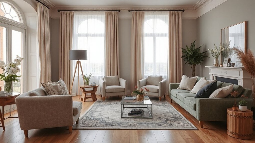 cohesive colorful living spaces