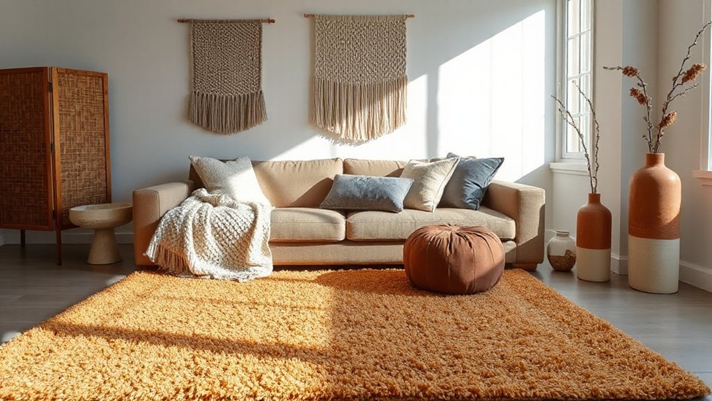 layered textiles and rugs