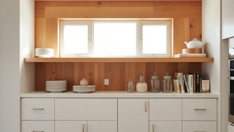 neat open kitchen shelves