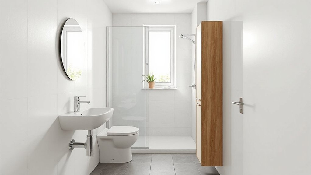 spacious corridor free bathroom design