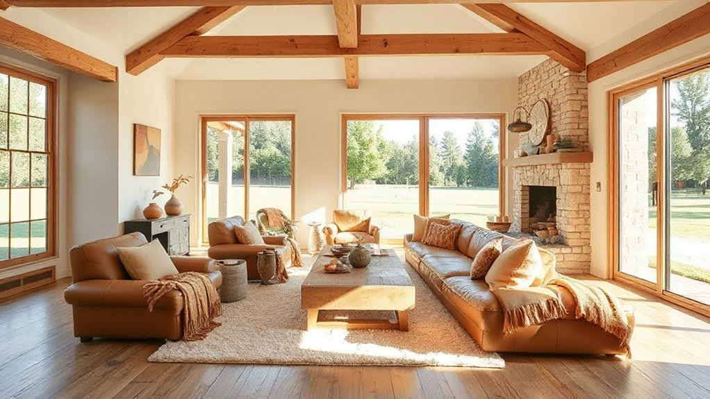warm inviting farmhouse interiors