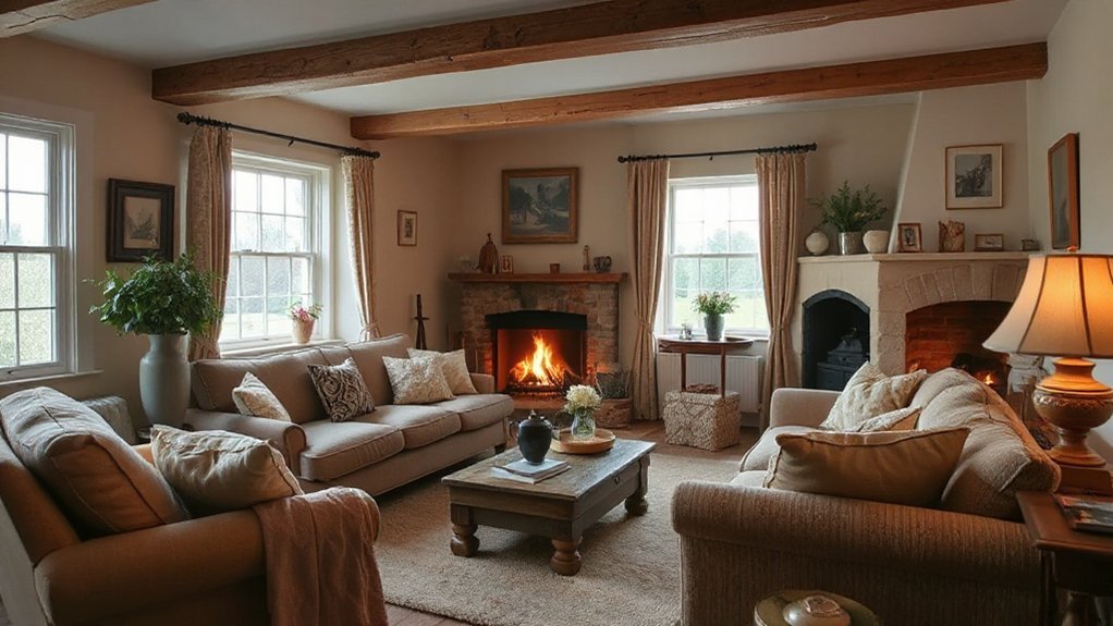 warm textured rustic charm Cosy Cottage Living Room Ideas